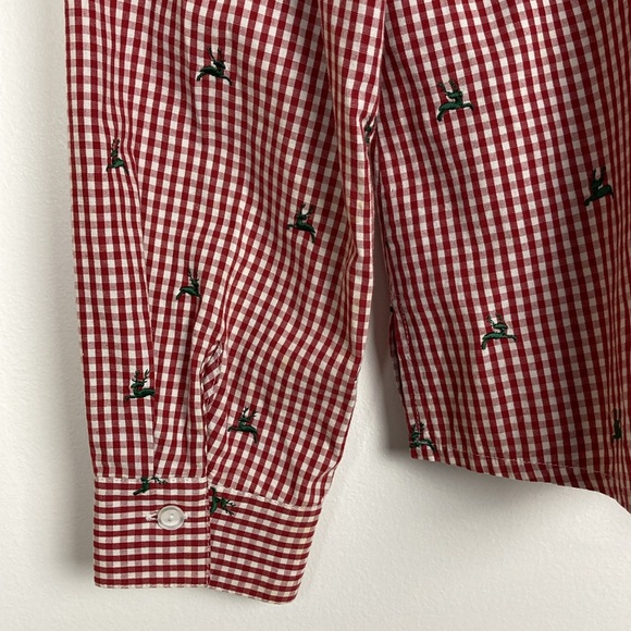 h. moser Salzberg Red Gingham Reindeer Button Front Shirt, Size EU 42/L - Picture 4 of 12